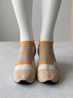 Color Mixed Knit Breathable Sneakers For Women Non Soft Casual Flats Slip On